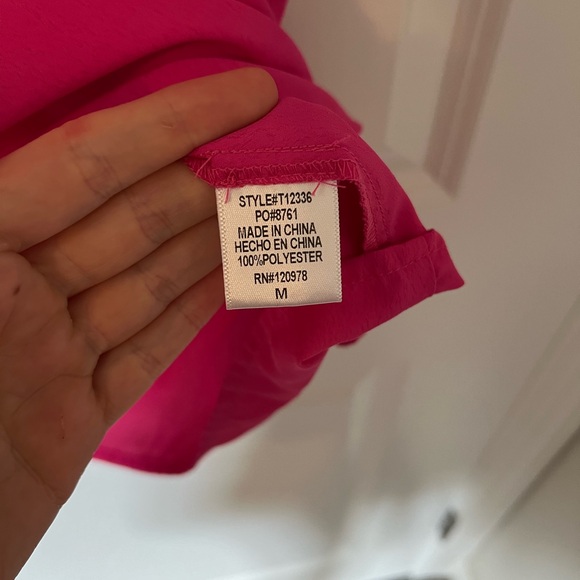 Hot Pink Entro Blouse with Lace Sleeves - Picture 3 of 5